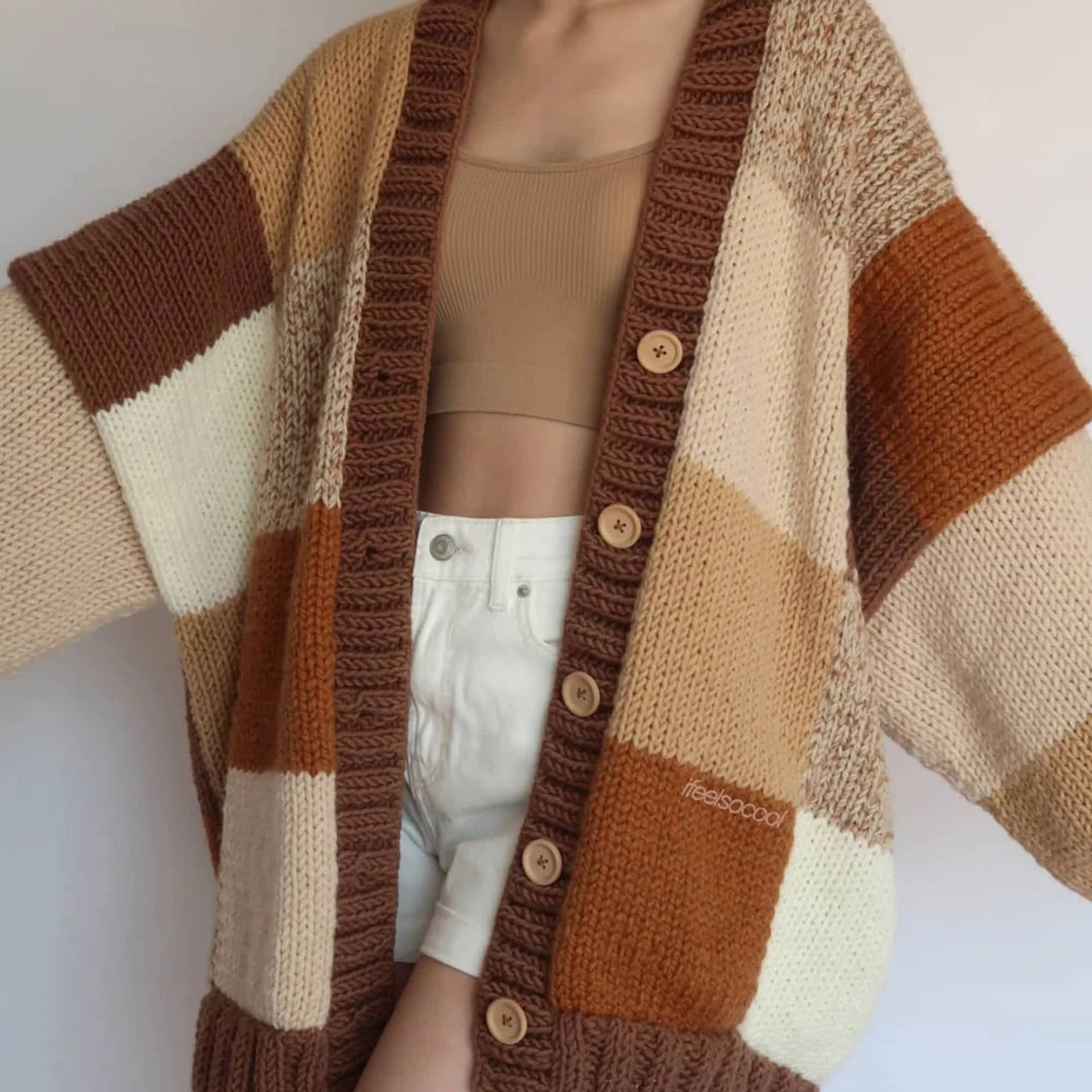 Cardigan Femme Patchwork Élégant Léger 0