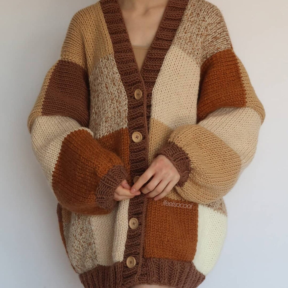 Cardigan Femme Patchwork Élégant Léger 1