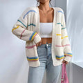 Damenweste übergroß gestreift Strickcardigan