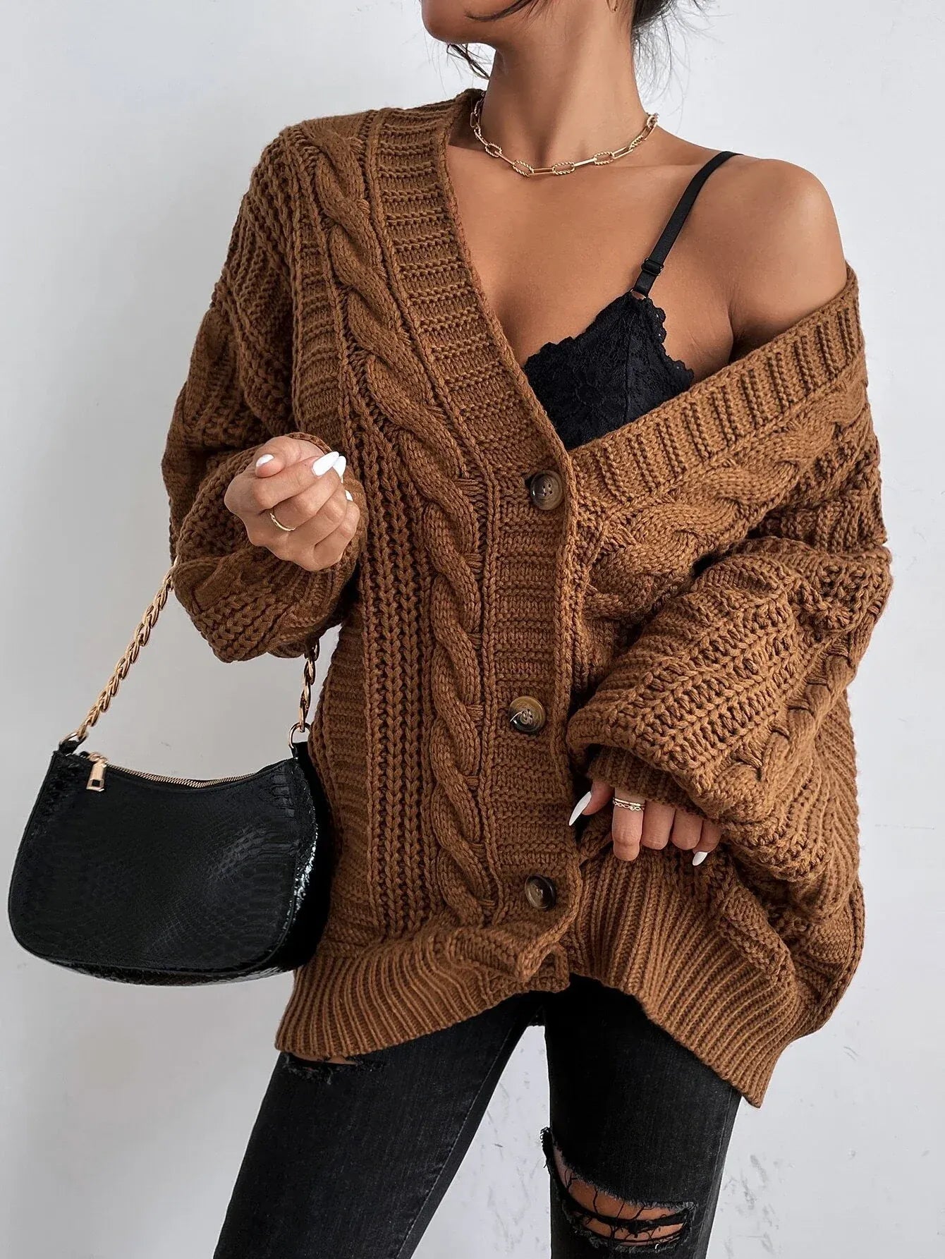 Cardigan Femme Torsadé Confortable Décontracté 4