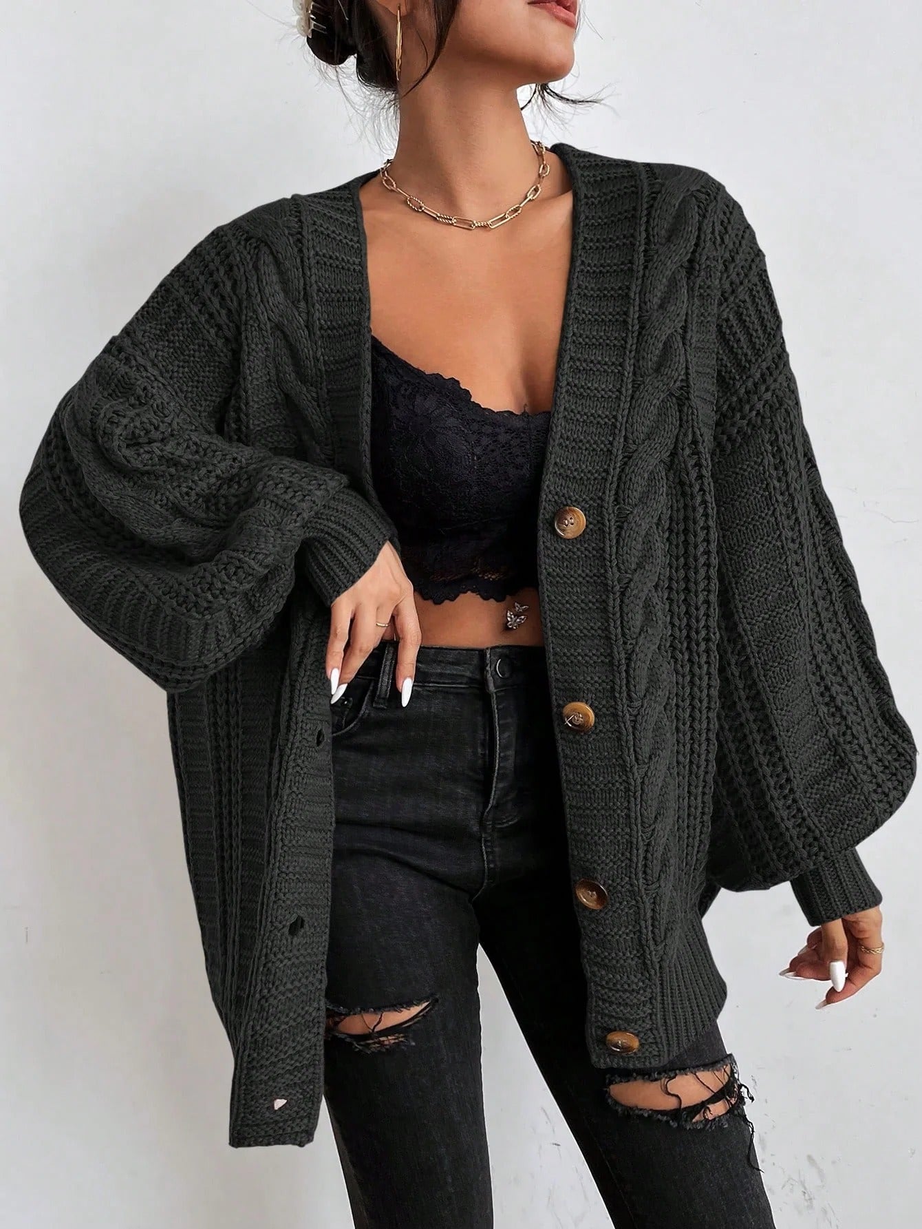 Cardigan Femme Torsadé Confortable Décontracté 9