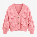 Dámský volnočasový růžový pletený cardigan