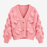 Dámský volnočasový růžový pletený cardigan