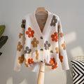 Gilet Femme Vintage à Motif Floral Maille