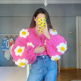 Cardigan femei din tricot moale cu mâneci bufante multicolor