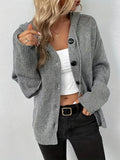 Bequemer Damen Kapuzenweste, Knopfstrickjacke