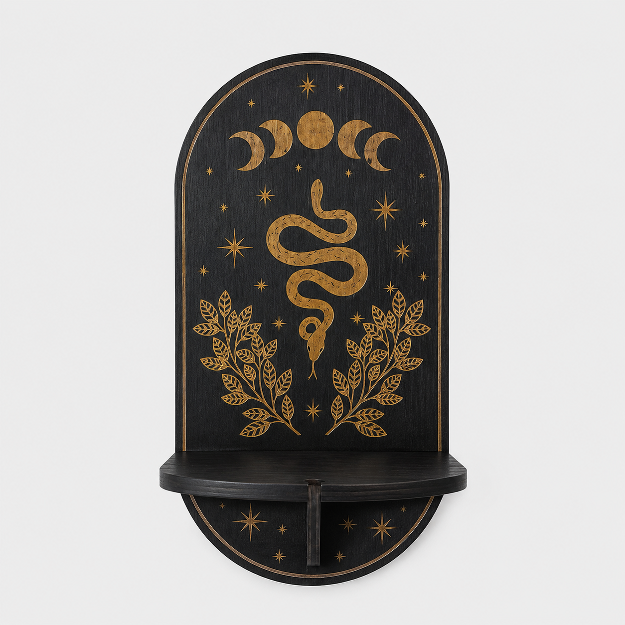 Support mural en bois pour bougies avec motif mystique - Étagère murale décorative pour bougies
