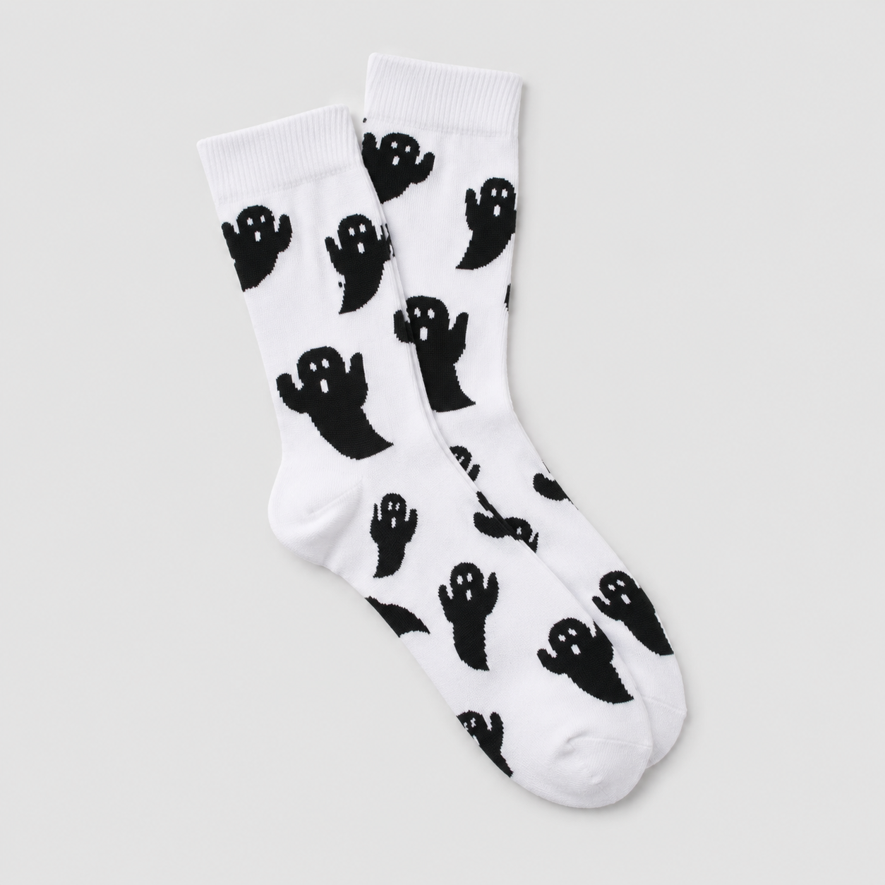 Chaussettes unisexe Halloween fantôme noir et blanc - motif