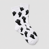 Chaussettes unisexe Halloween fantôme noir et blanc - motif