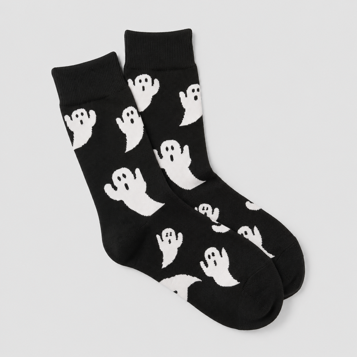 Chaussettes unisexe Halloween fantôme noir et blanc - motif
