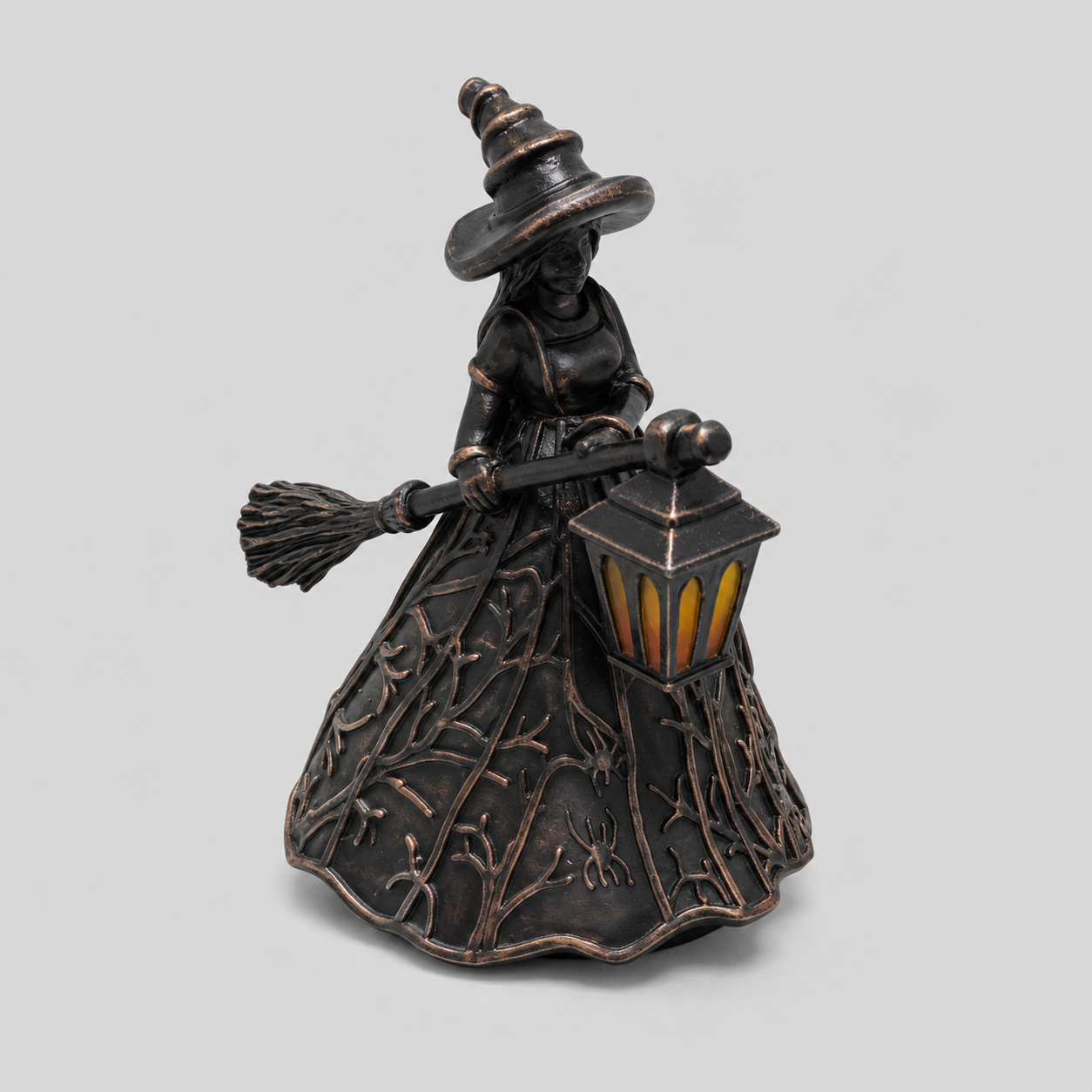 Figurine de Sorcière Illuminée avec Lanterne - Décoration de Table d'Halloween avec USB