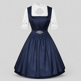Dirndl Bavarois Femme Traditionnel - Dentelle Bleu Marine