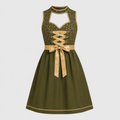 Robe Dirndl Femme Verte Oktoberfest Laçage Réglable