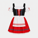 Robe Dirndl Femme Rouge Dentelle - Tenue Festive Oktoberfest