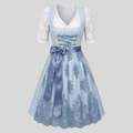 Robe Dirndl pour Femmes: Bleu Traditionnel avec Jupe Évasée