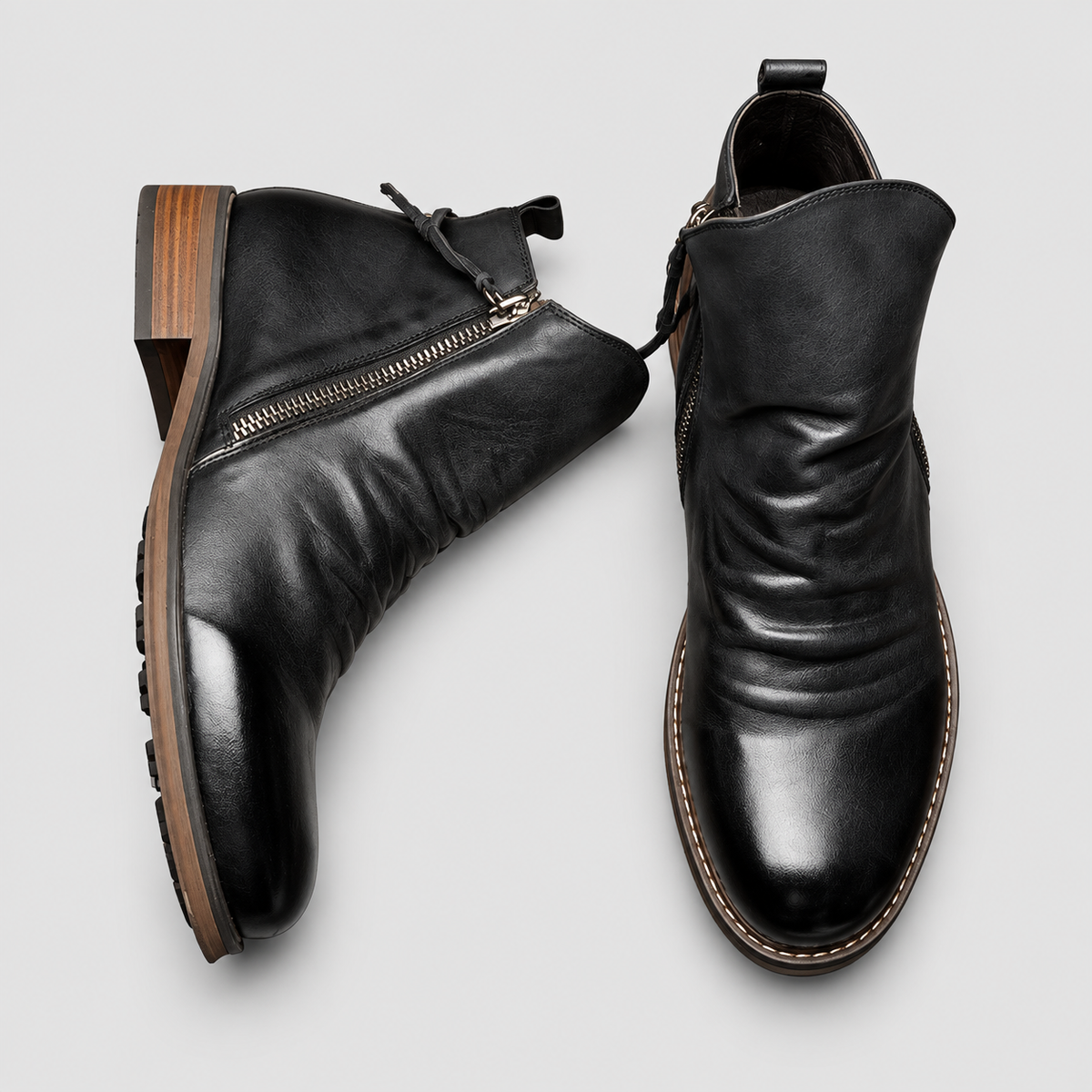 Bottes hommes microfibre élégantes - Bout pointu à lacets