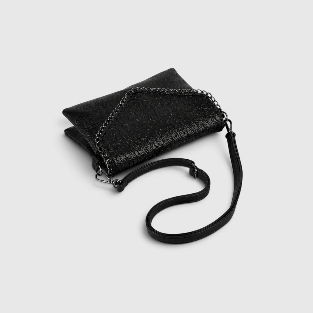 Sac Bandoulière Noir avec Détail Chaîne – Élégant & Polyvalent