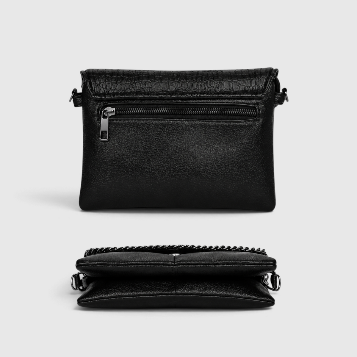 Sac Bandoulière Noir avec Détail Chaîne – Élégant & Polyvalent