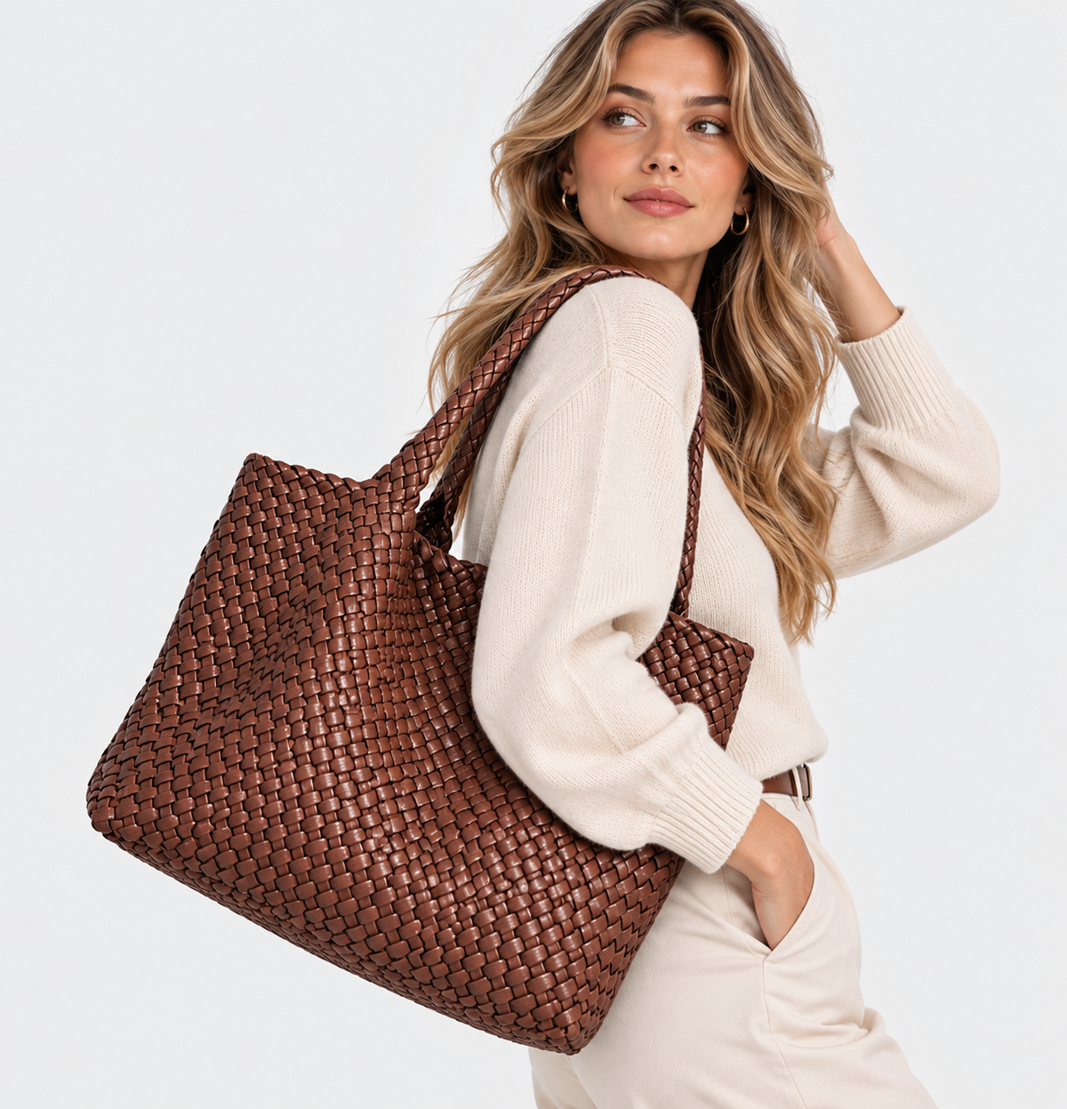 Sac Cabas Tissé – Sac à Main de Luxe au Design Spacieux