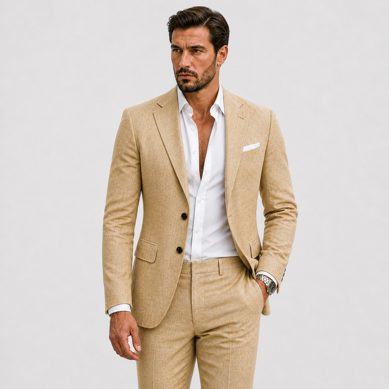 Robe Homme Slim Fit en Lin Élégant Été - Parfait pour les Cérémonies et Événements
