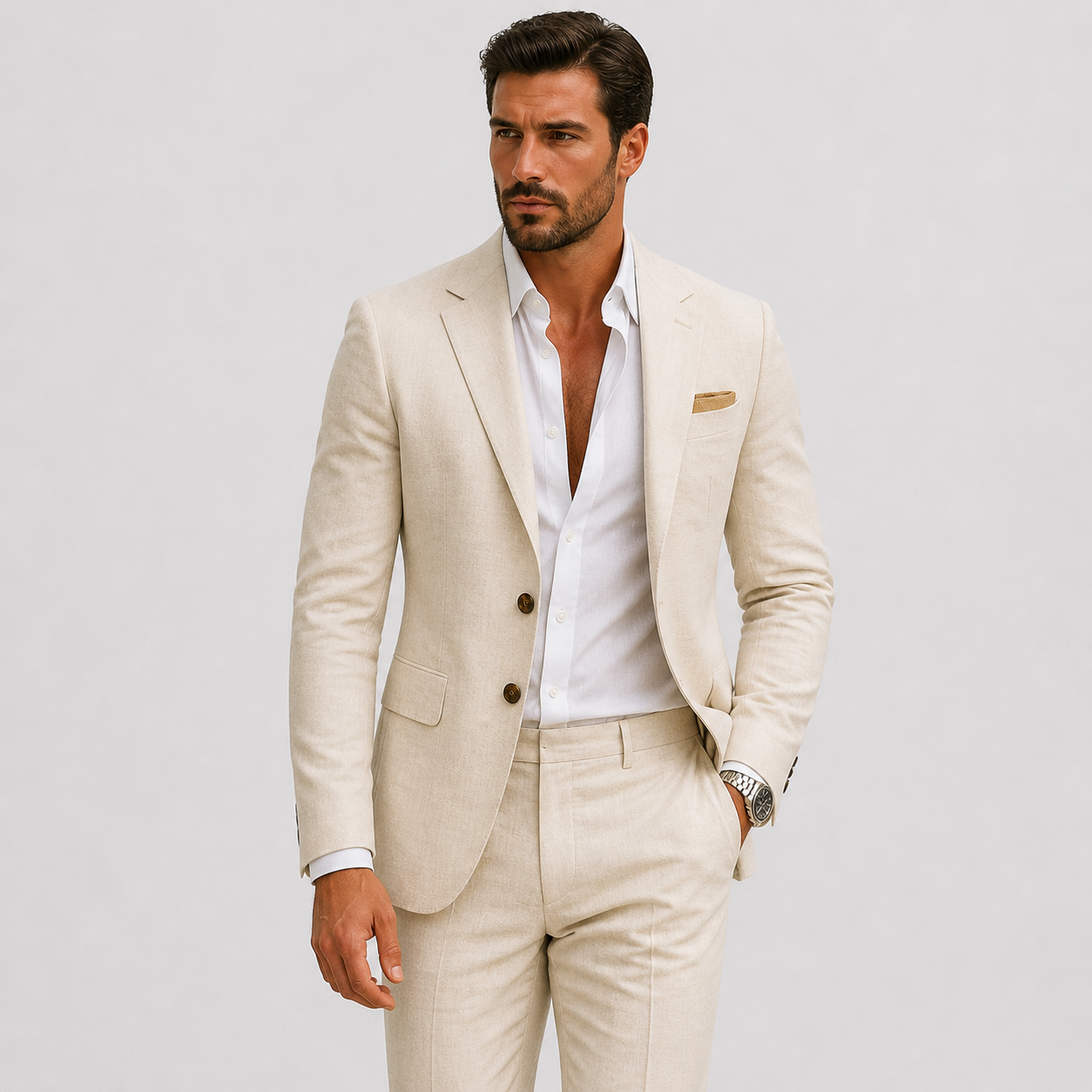 Robe Homme Slim Fit en Lin Élégant Été - Parfait pour les Cérémonies et Événements