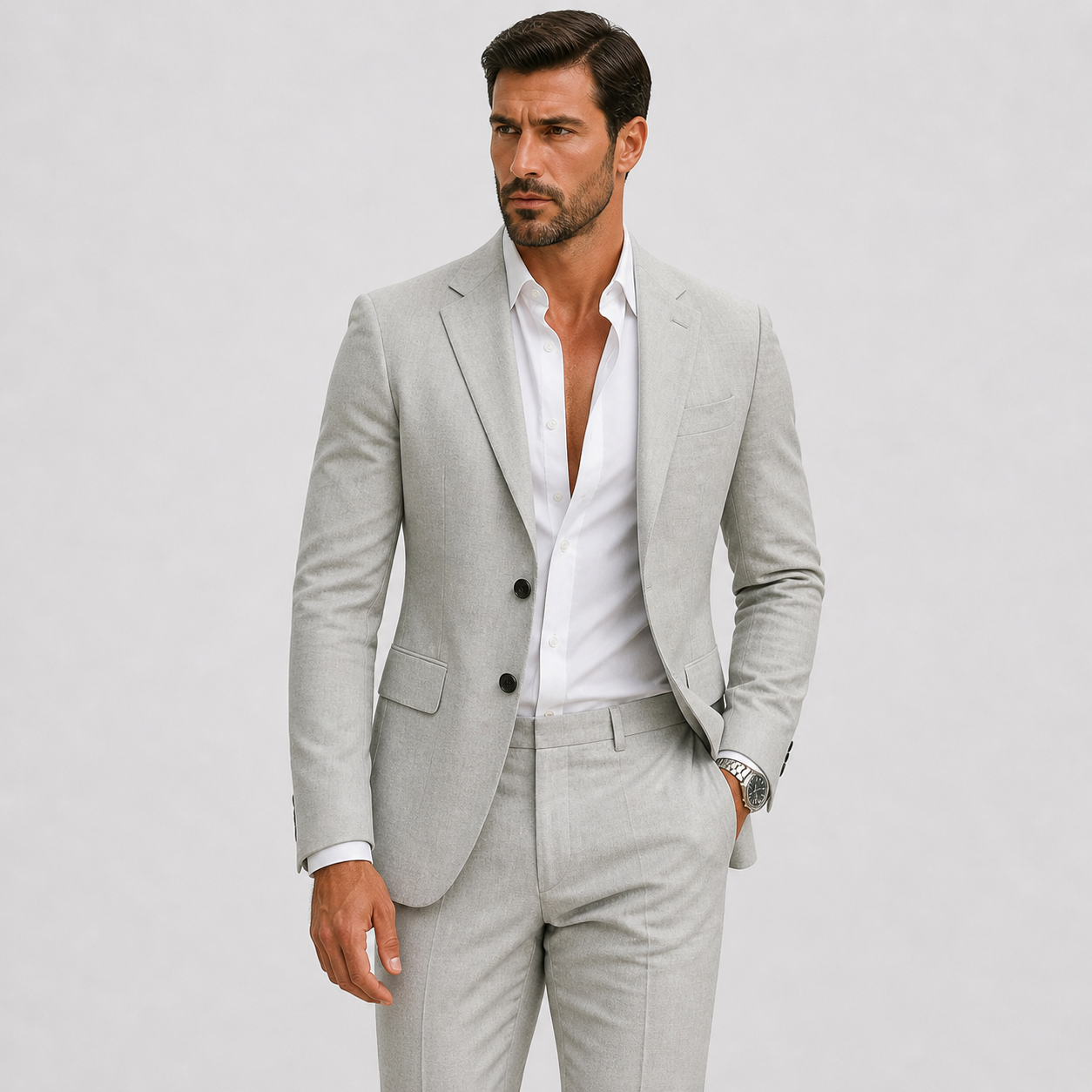 Robe Homme Slim Fit en Lin Élégant Été - Parfait pour les Cérémonies et Événements