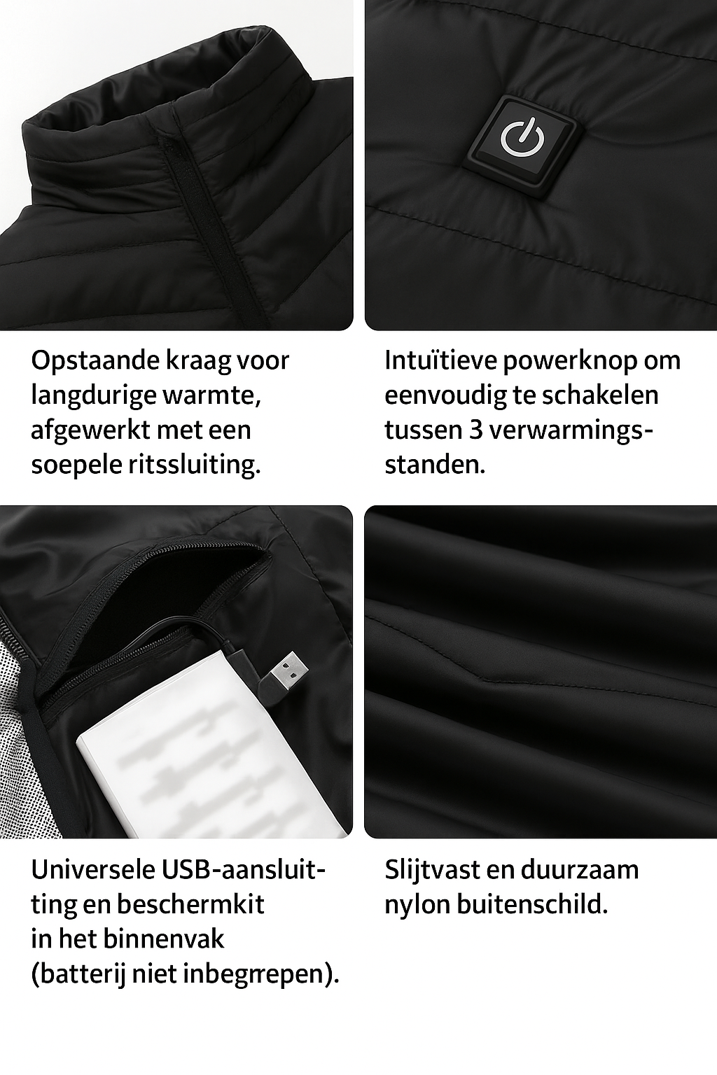 Gilet Chauffant Électrique Unisexe - Chauffage USB, Température Réglable