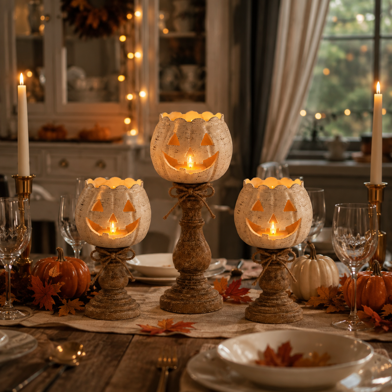 Citrouille d'Halloween Décoration LED avec Bougie Électronique - 12/15/18 cm