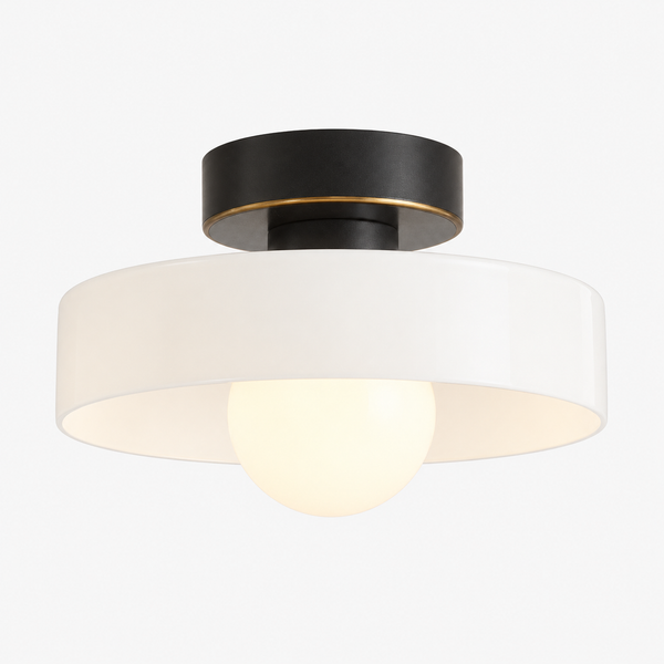 Plafonnier Bauhaus - Laiton Verre Géométrique d'Inspiration Française