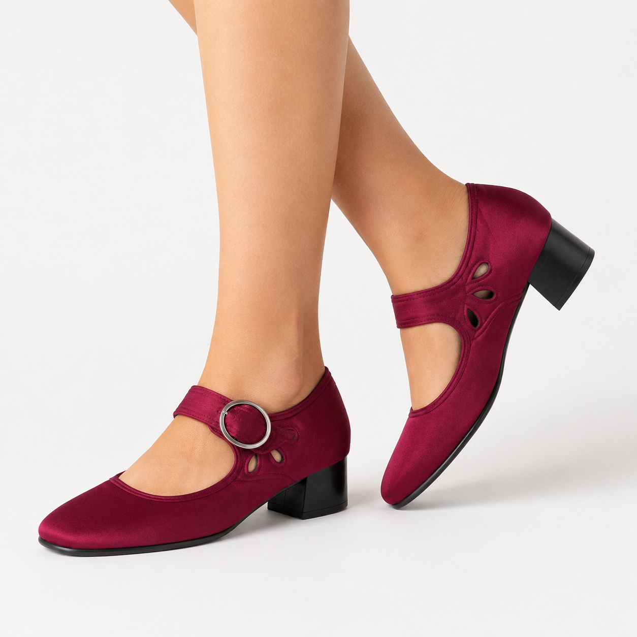 Chaussures Vintage à Petit Talon et Boucle Confortable Femme