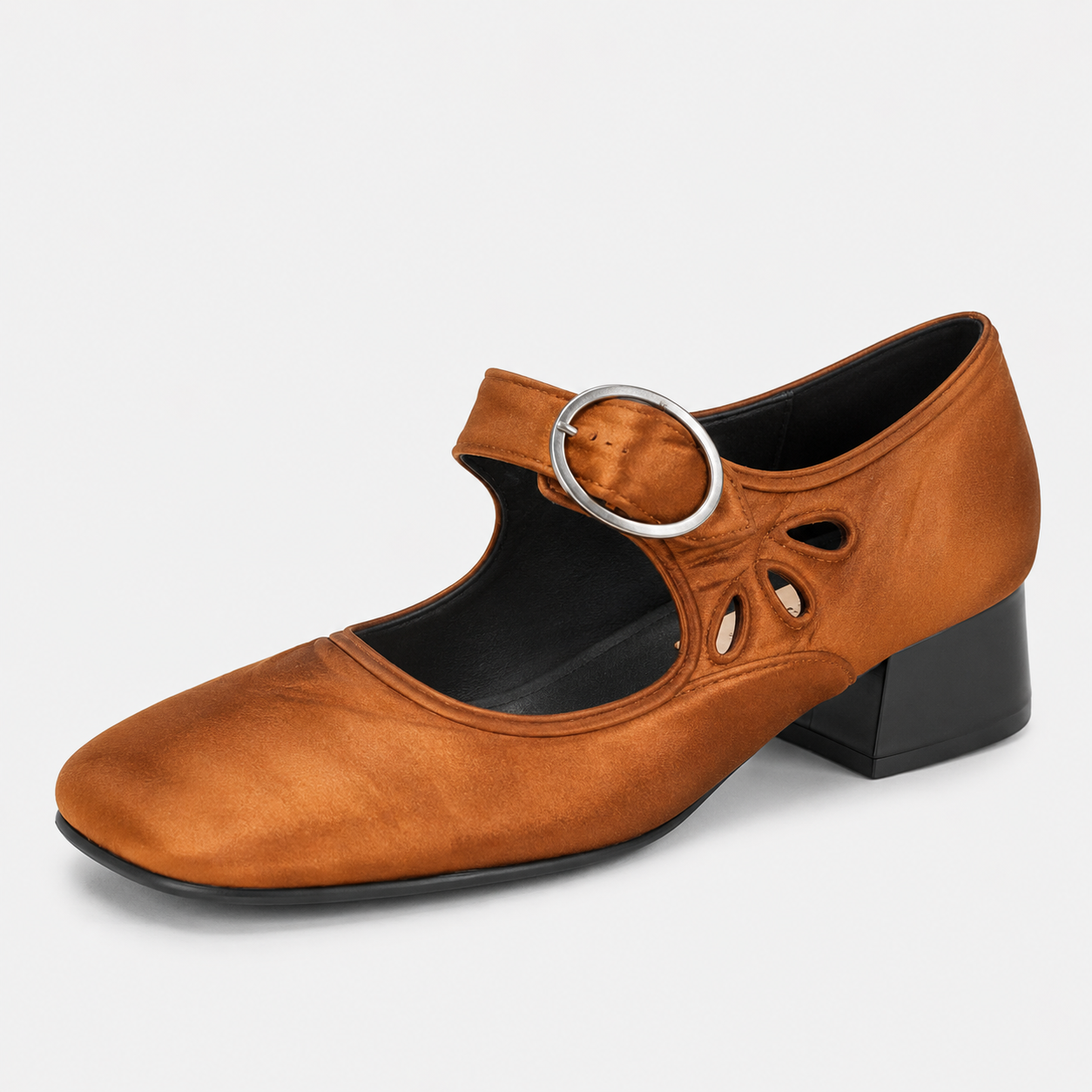 Damen Vintage Schuhe mit kleinem Absatz und bequemer Schnalle