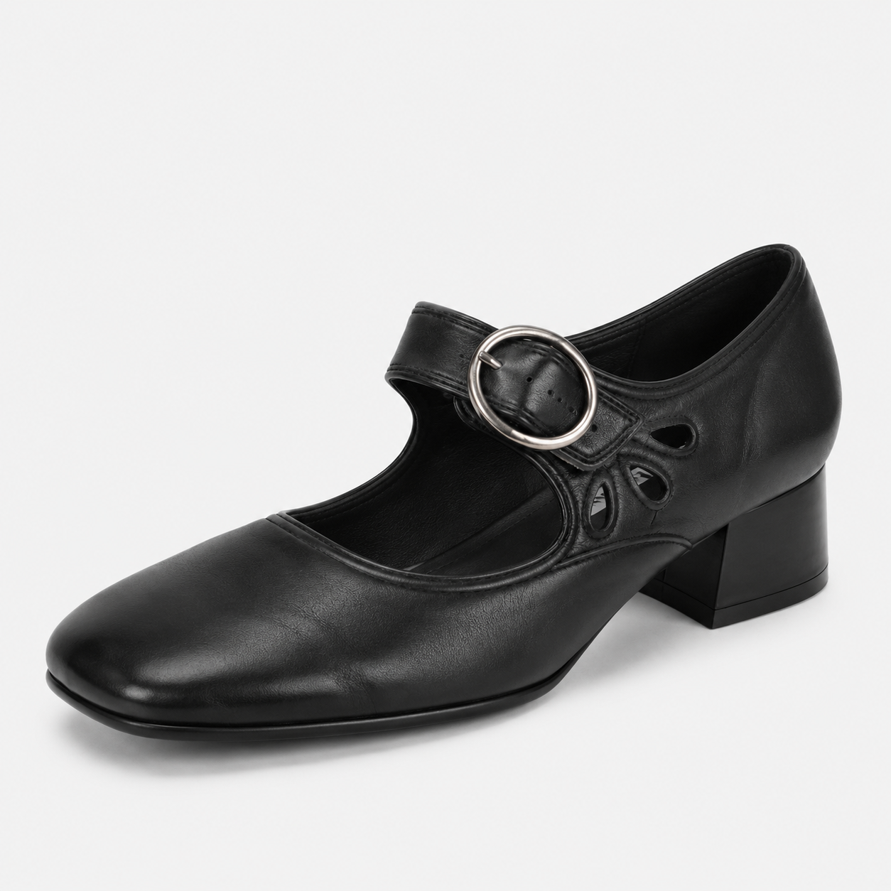 Damen Vintage Schuhe mit kleinem Absatz und bequemer Schnalle