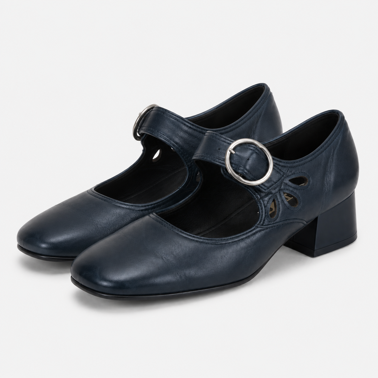 Chaussures Vintage à Petit Talon et Boucle Confortable Femme