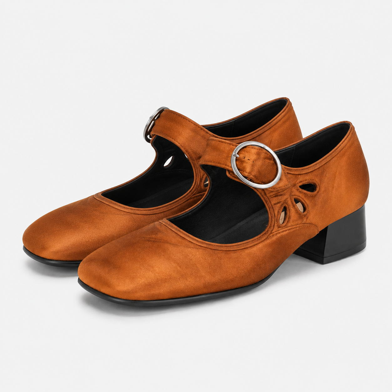 Chaussures Vintage à Petit Talon et Boucle Confortable Femme