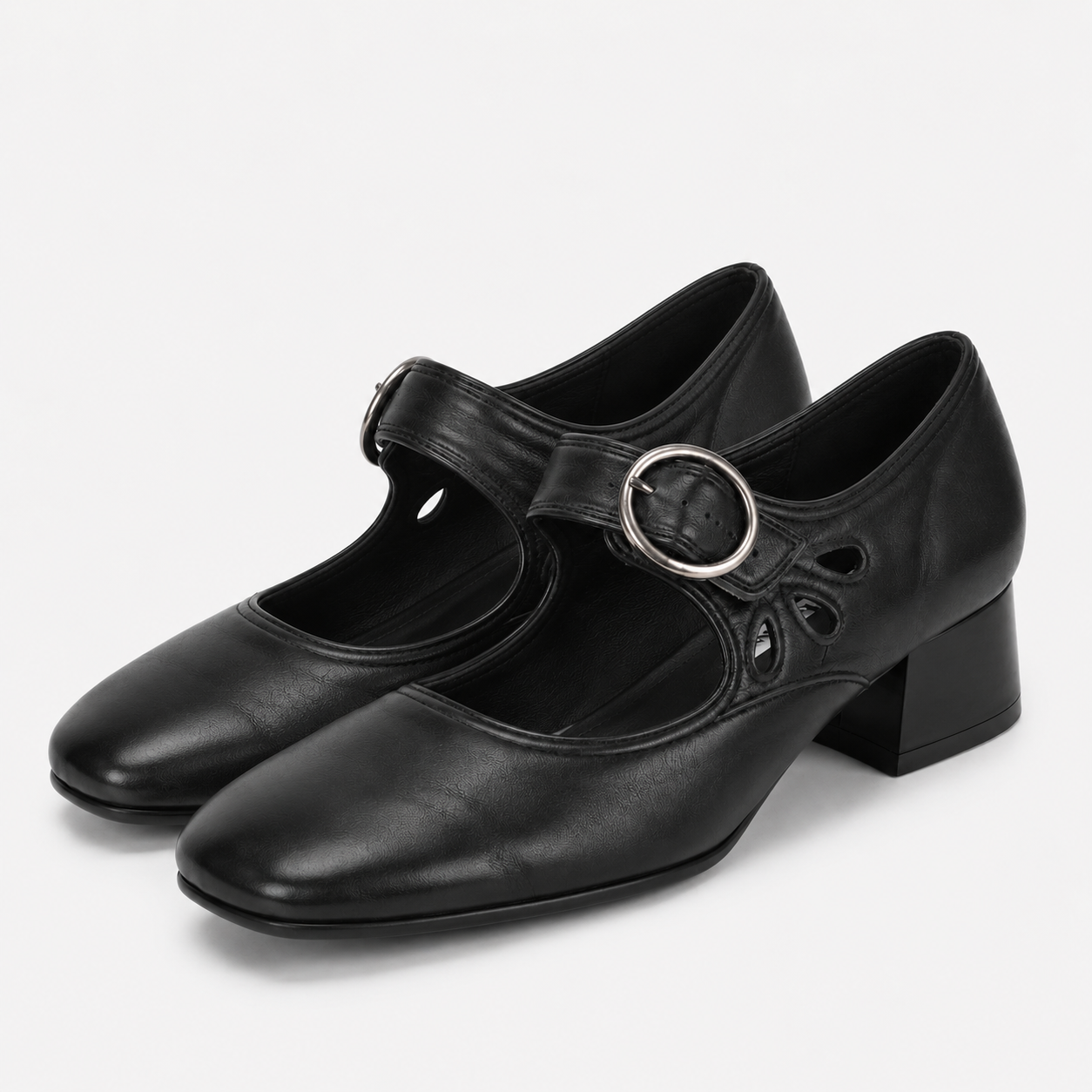 Chaussures Vintage à Petit Talon et Boucle Confortable Femme