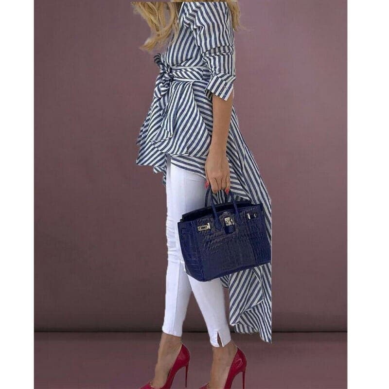 Chemisier Femme Chic Asymétrique Col en V 2