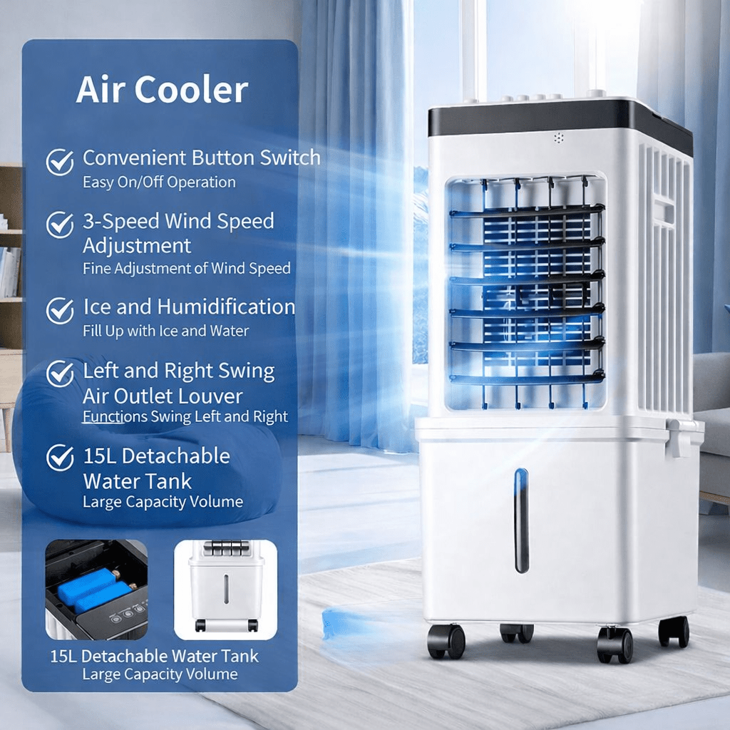 COOLNOVA - Refroidisseur d'air mobile - Fraîcheur 3-en-1 flexible pour la maison