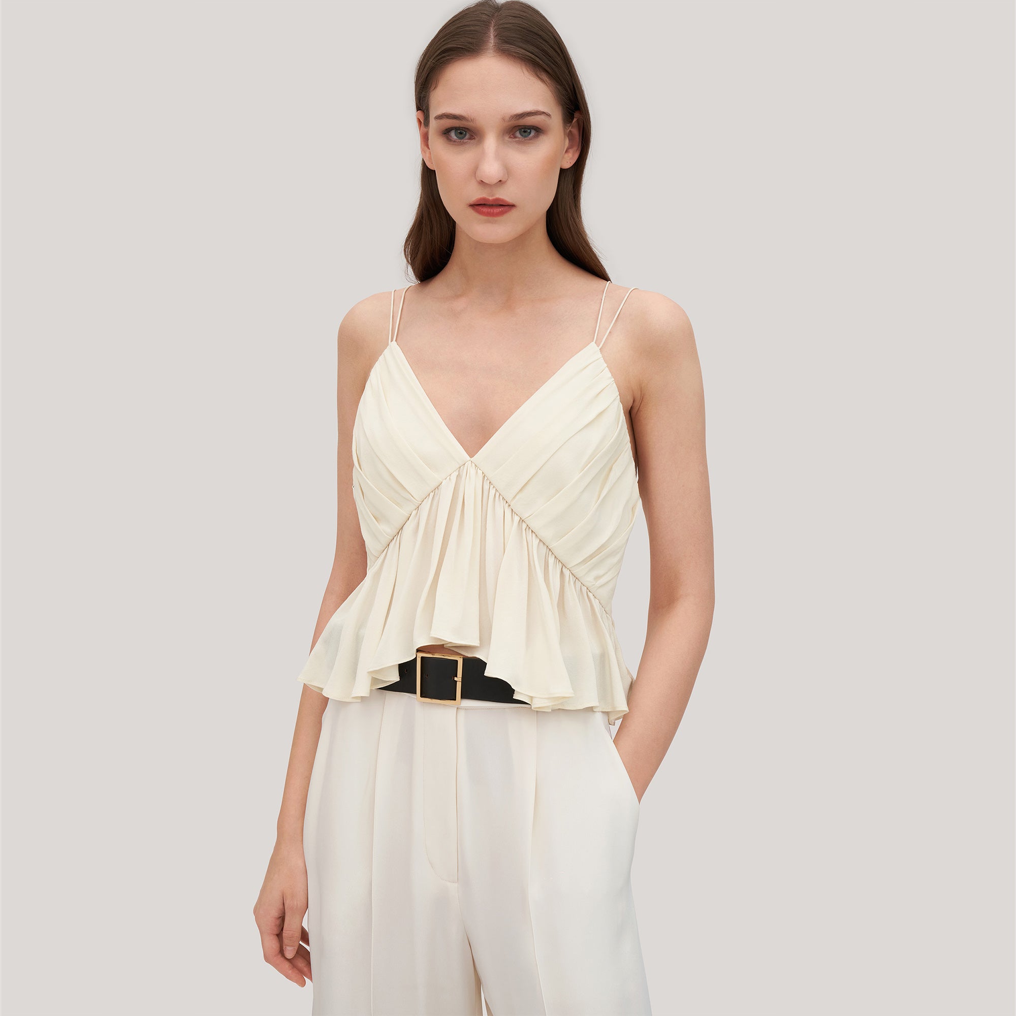 Débardeur Noir Femme Col en V Élégant 4