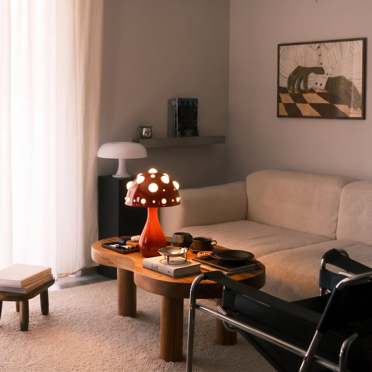 Lampe de table Champignon - Design Moderne en Métal à Intensité Variable