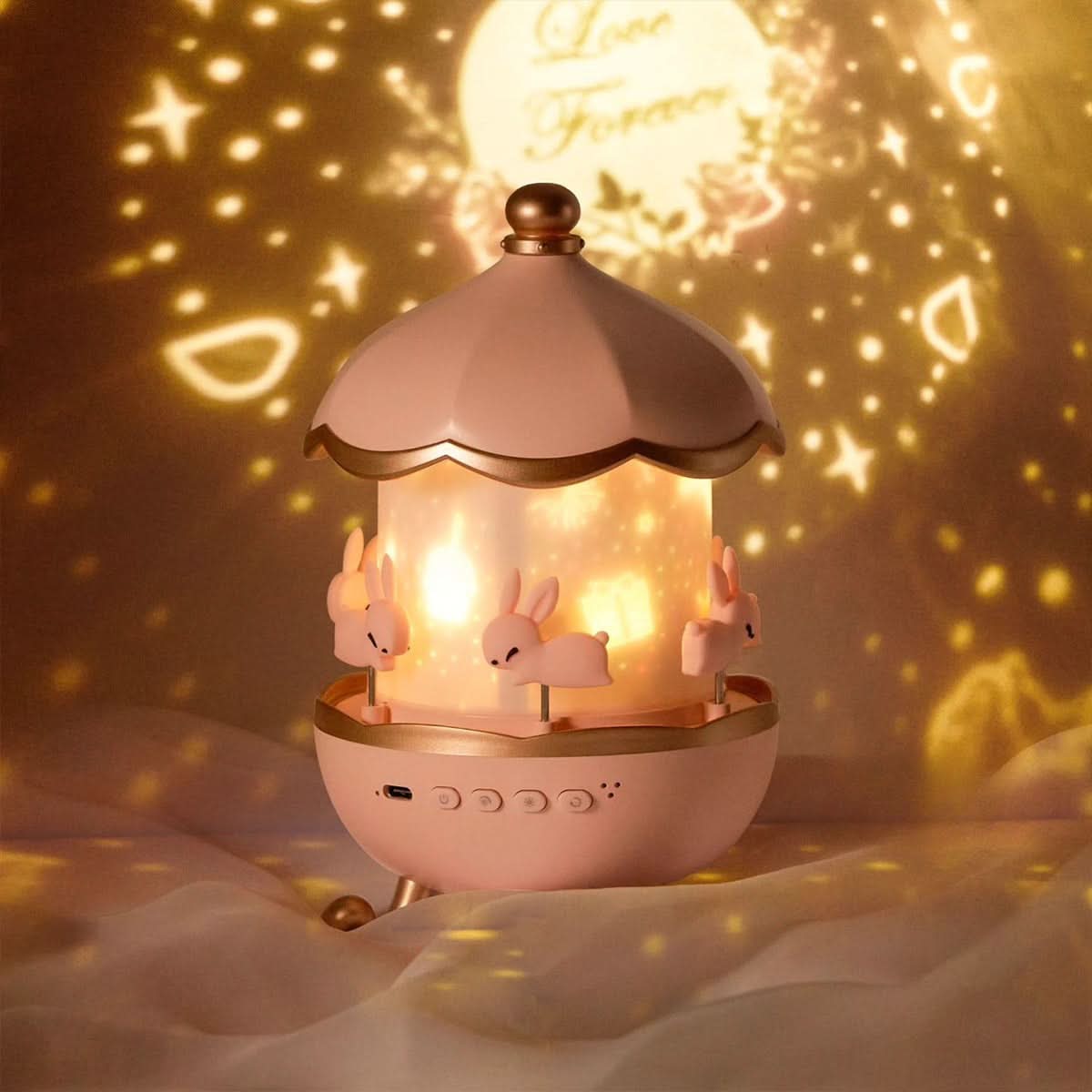 Veilleuse Projecteur Étoile – Design Carrousel Enchanté avec Musique