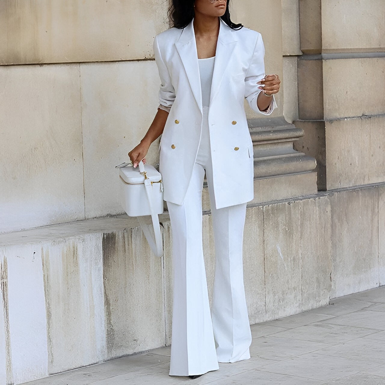 Ensemble Blazer Femme Élégant & Pantalon Tailleur Fluide - Idéal