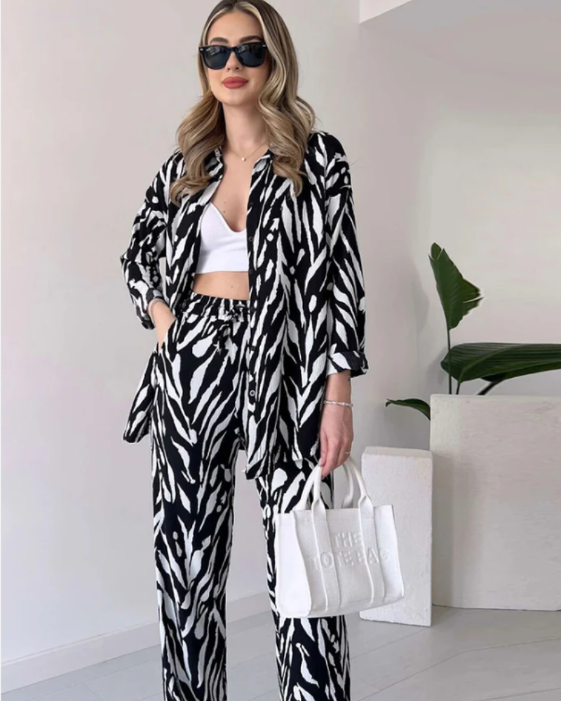 Ensemble Femme Chemise Oversize et Pantalon Fluide 0