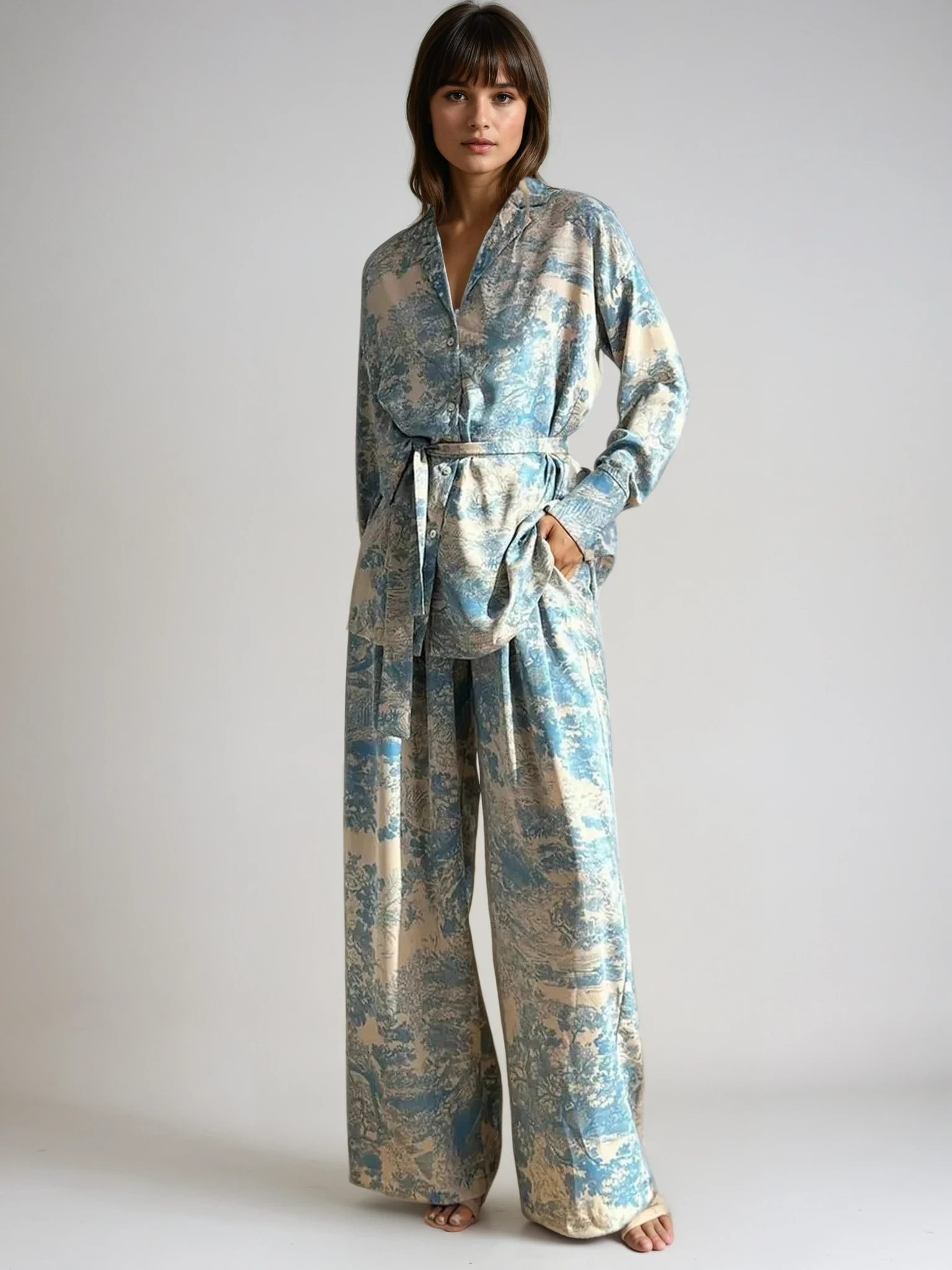 Ensemble Femme Chic Décontracté avec Pantalon Large 1