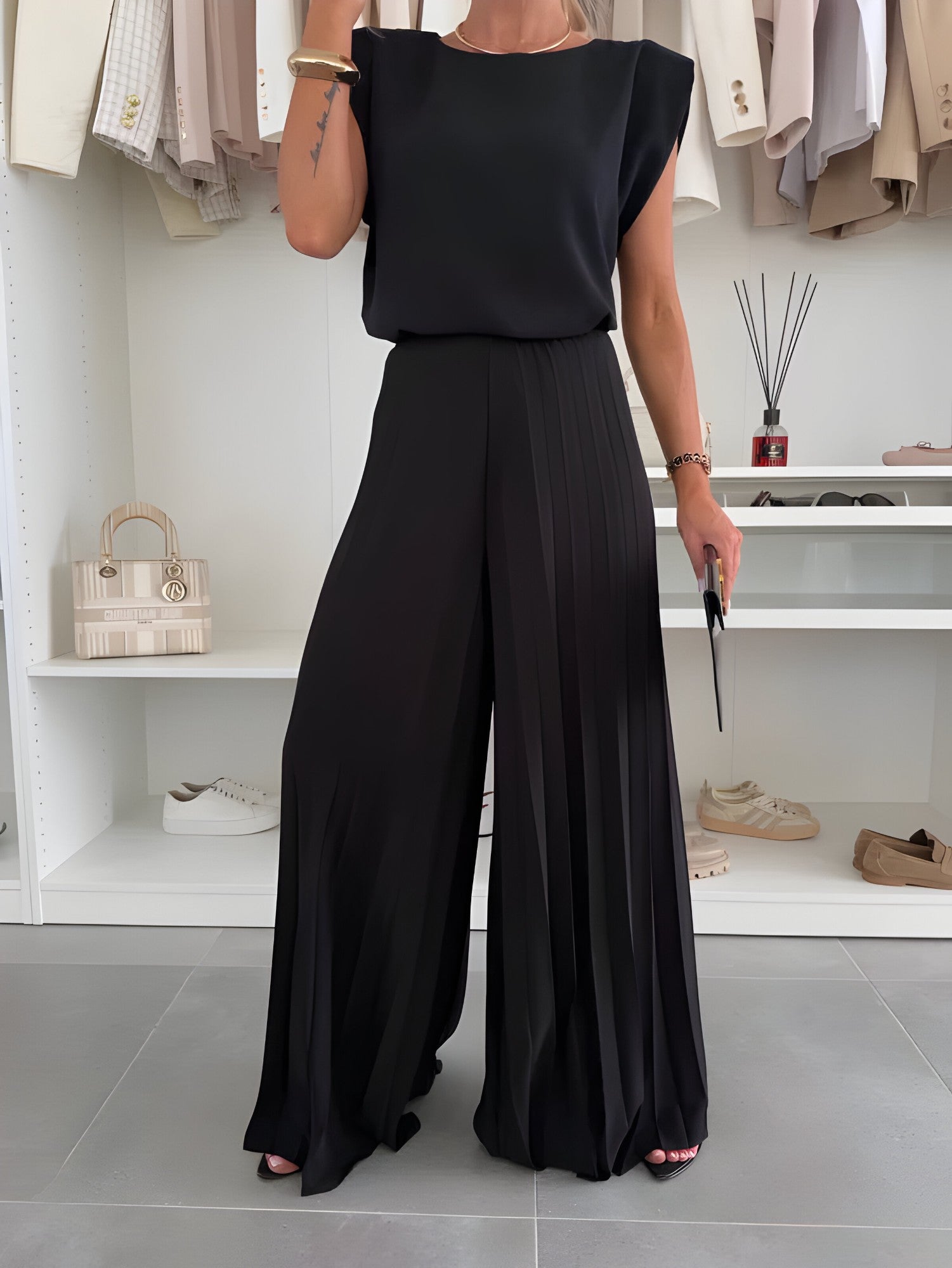 Ensemble Femme Fluide 2 Pièces : Pantalon Large & Top Sans