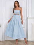 Ensemble Élégant avec Top Sans Manches et Jupe Longue Femme