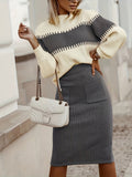 Ensemble Femme Côtelé Design Color Block
