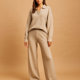 Set femei casual cu pulover și pantaloni