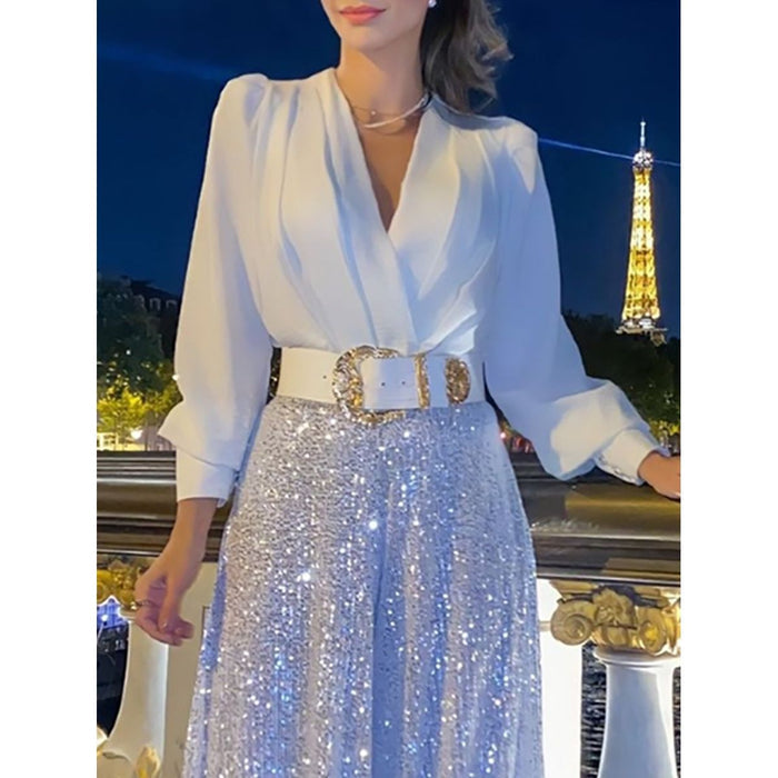 Ensemble Femme Élégant à Col V 1
