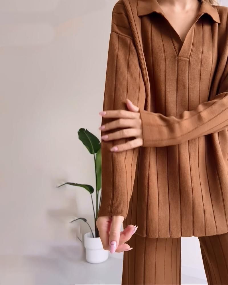 Ensemble Femme Élégant à Rayures Décontracté 4