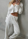 Ensemble Floral Femme Décontracté - Haut & Pantalon Fluide